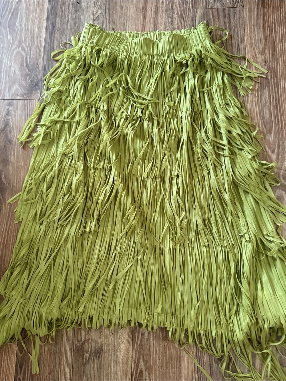 Fringe Tiered Skirt in Lime Green